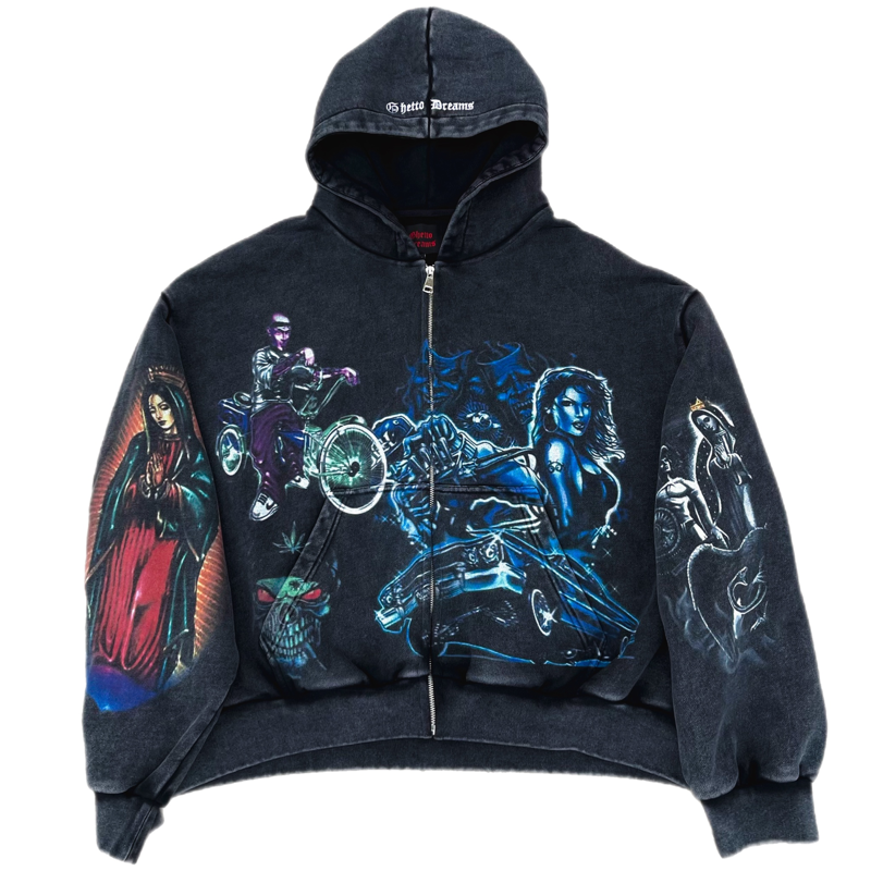 HU TLERS DIARY HEAVYWEIGHT ZIP UP HOODIE A HUSTLAZ ALTAR